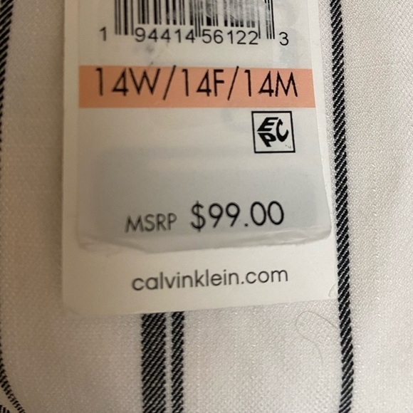 Calvin Klein Ankle Pants Size 14W White Gray Stripe Retail 99.00 NWT - Picture 5 of 5